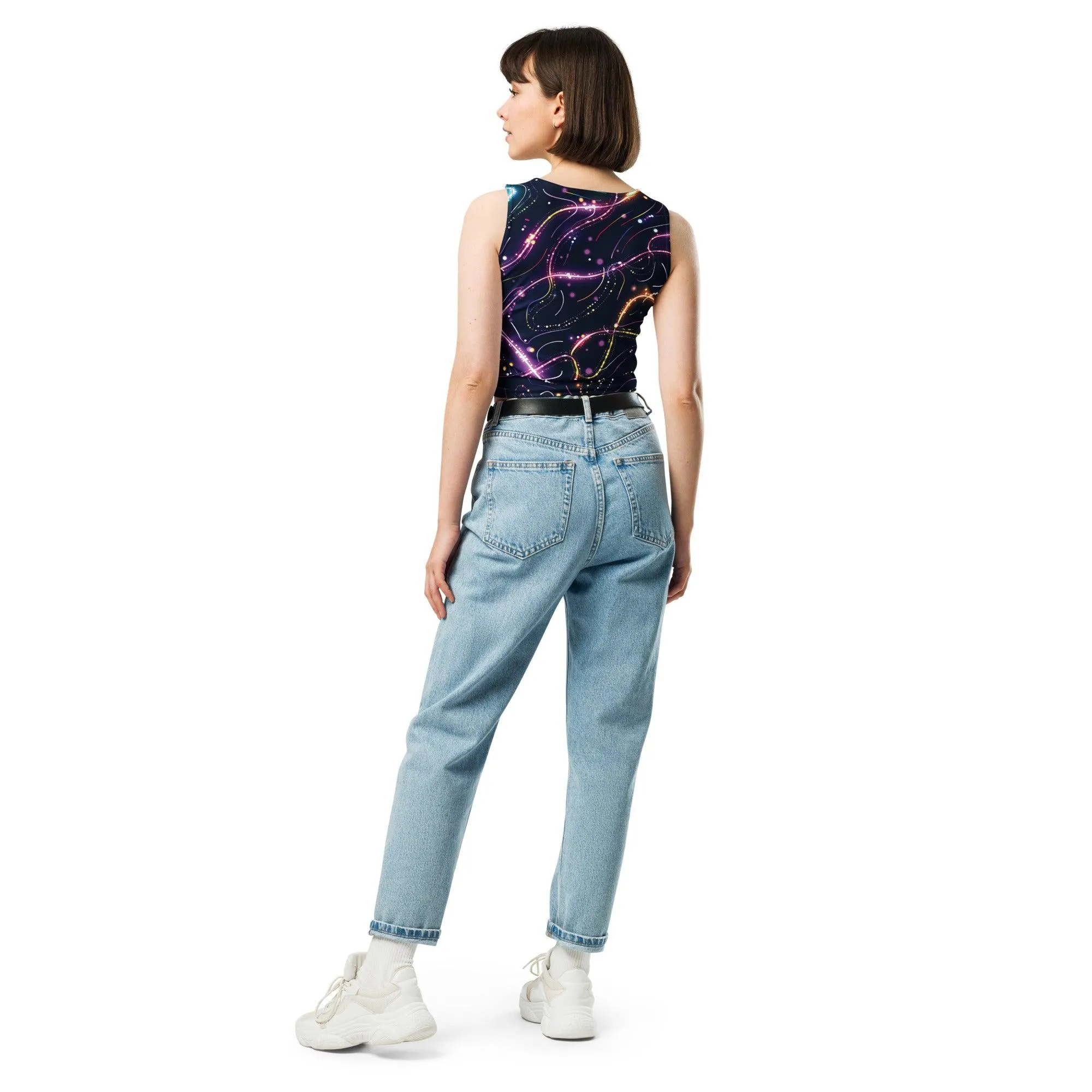 Vibrant Abstract Crop Top for Festivals and Raves