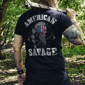 Viking American Savage Printed Men's T-shirt