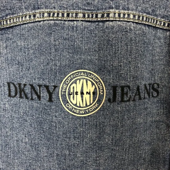 Vintage DKNY Denim Trucker Jacket Womens Small Oversized 90s Grunge Layering USA