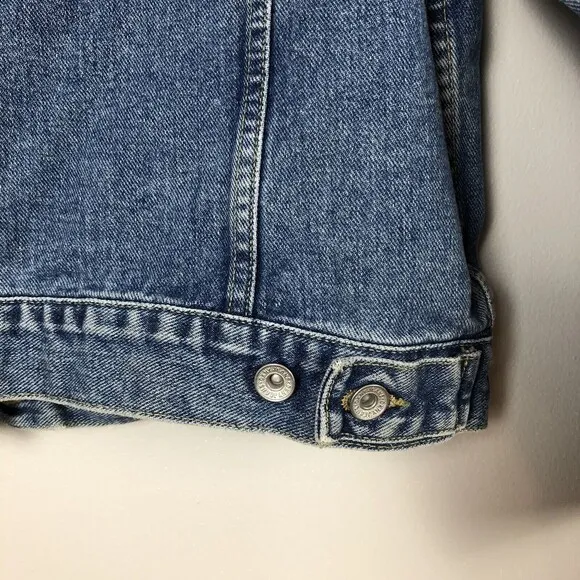Vintage DKNY Denim Trucker Jacket Womens Small Oversized 90s Grunge Layering USA