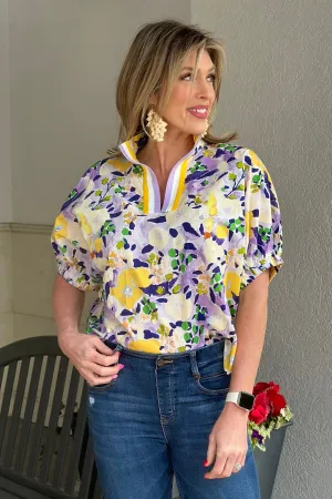 Violet Sunshine Floral Print Top