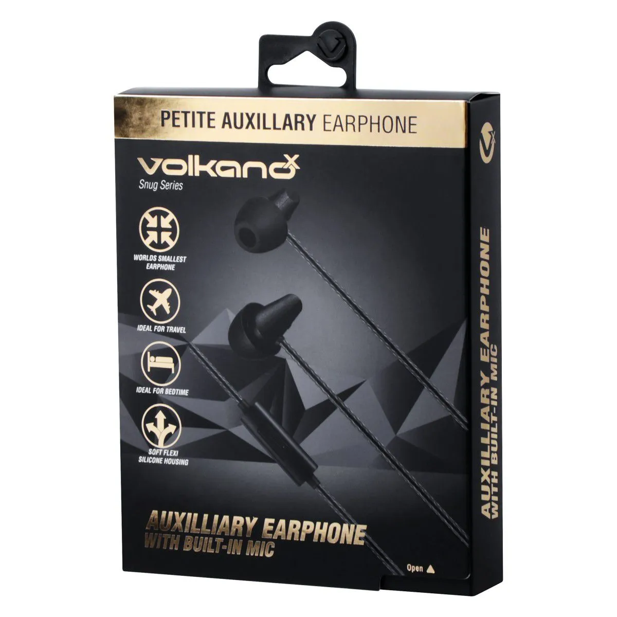 VolkanoX Snug Series Aux Earphones with Stereo Adapter Vk-1110-BK