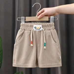 Waffle Knit Boys' Shorts with "Good Morning" Print