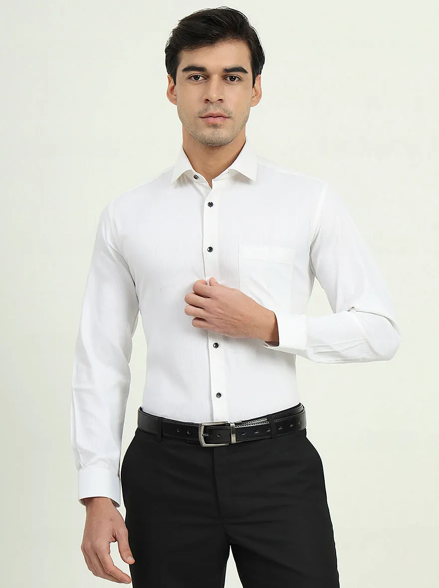 White Solid Slim Fit Party Wear Shirt | Greenfire