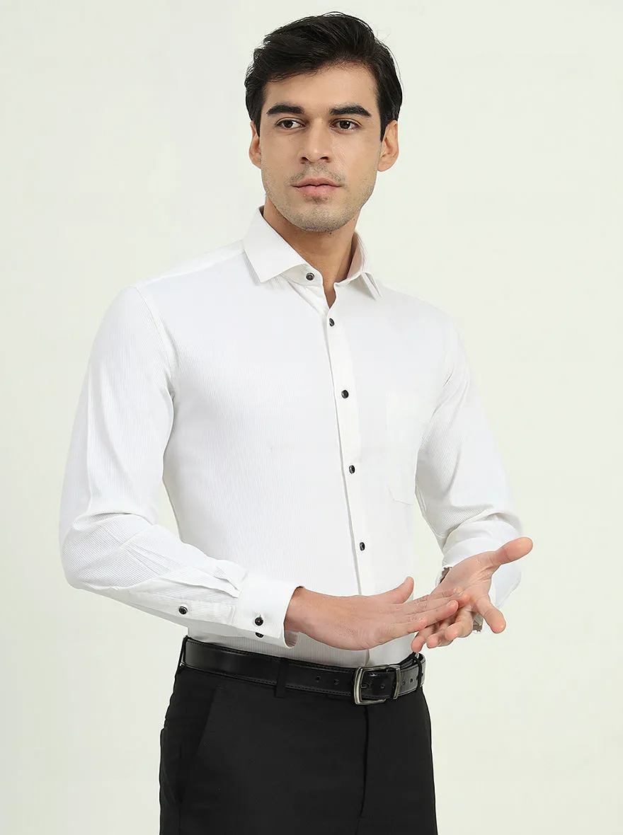 White Solid Slim Fit Party Wear Shirt | Greenfire