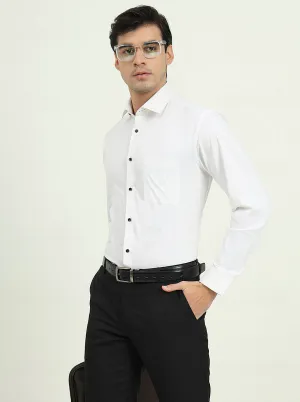 White Solid Slim Fit Party Wear Shirt | Greenfire