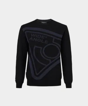 WideAngle: Men's CO Graphic Logo Round Sweater- Black