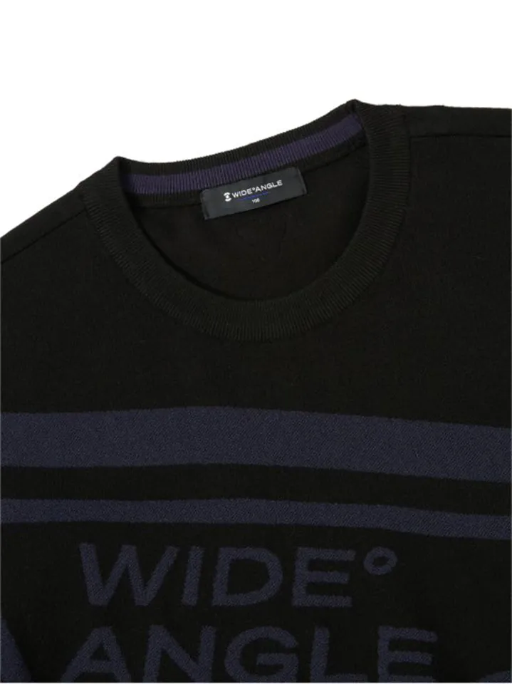 WideAngle: Men's CO Graphic Logo Round Sweater- Black