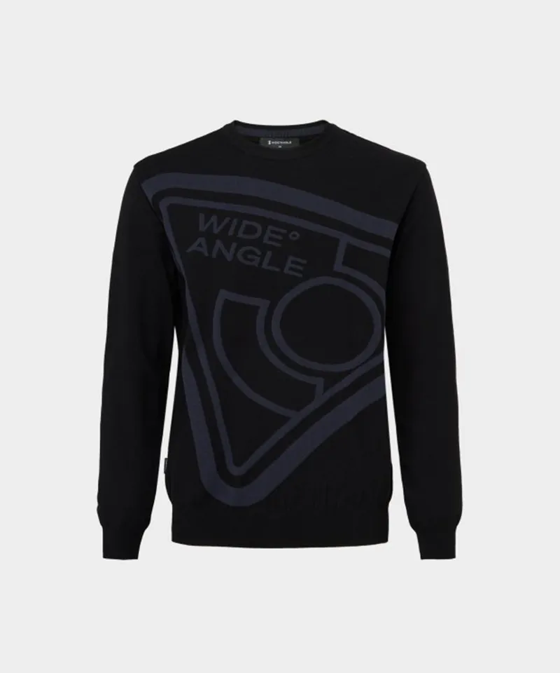 WideAngle: Men's CO Graphic Logo Round Sweater- Black