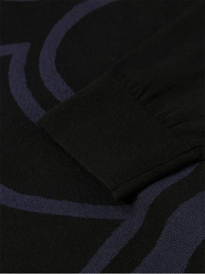 WideAngle: Men's CO Graphic Logo Round Sweater- Black