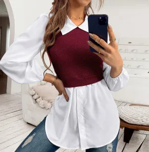Wine Towfer Detail Shirt
