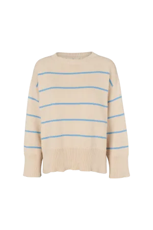 Winie O-neck Stripe - Birch / Alaskan blue