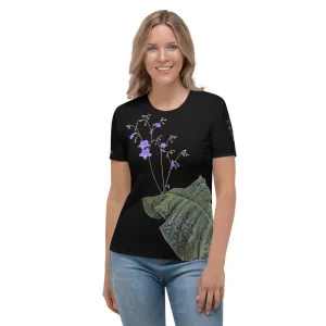 Women's  All over print T-shirt with Streptocarpus porphyrostachys (runs small, order a size up)