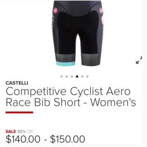 Women’s Castelli Competitive Cyclist Bib Shorts NWT