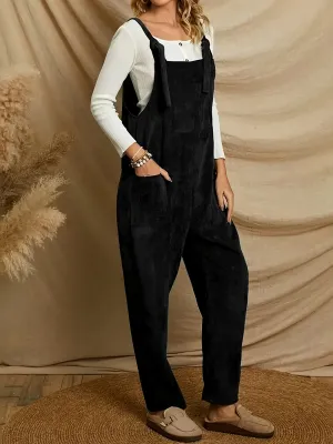 Women's Corduroy Casual Bib Jumpsuit – Adjustable & Comfortable Design