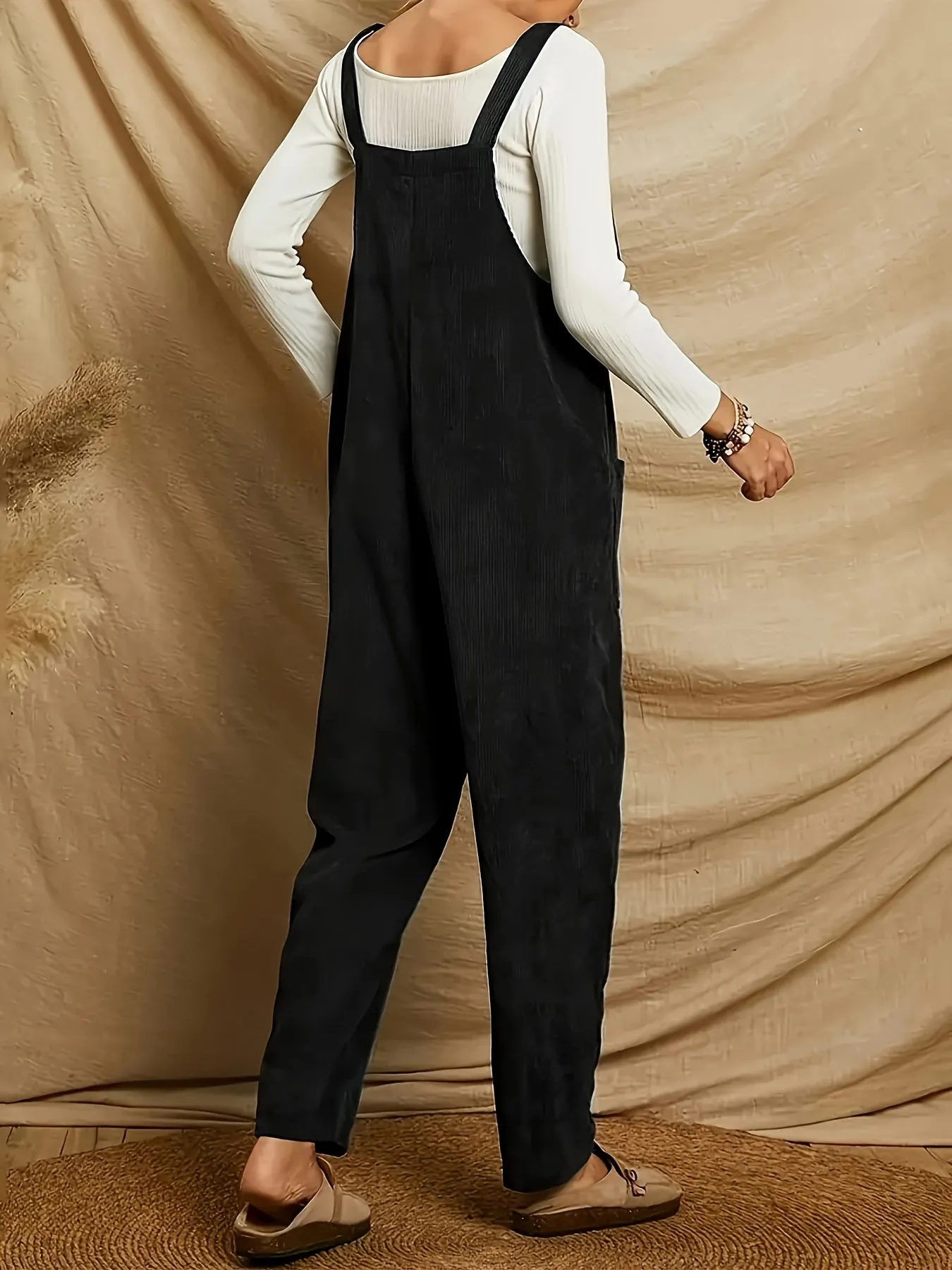 Women's Corduroy Casual Bib Jumpsuit – Adjustable & Comfortable Design