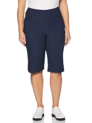Womens Plus Pull-On Solid Stretch Short