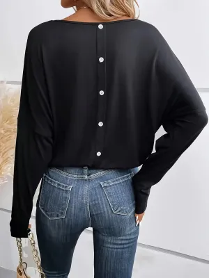 Women's V-Neck Long Sleeve Loose Fit Blouse