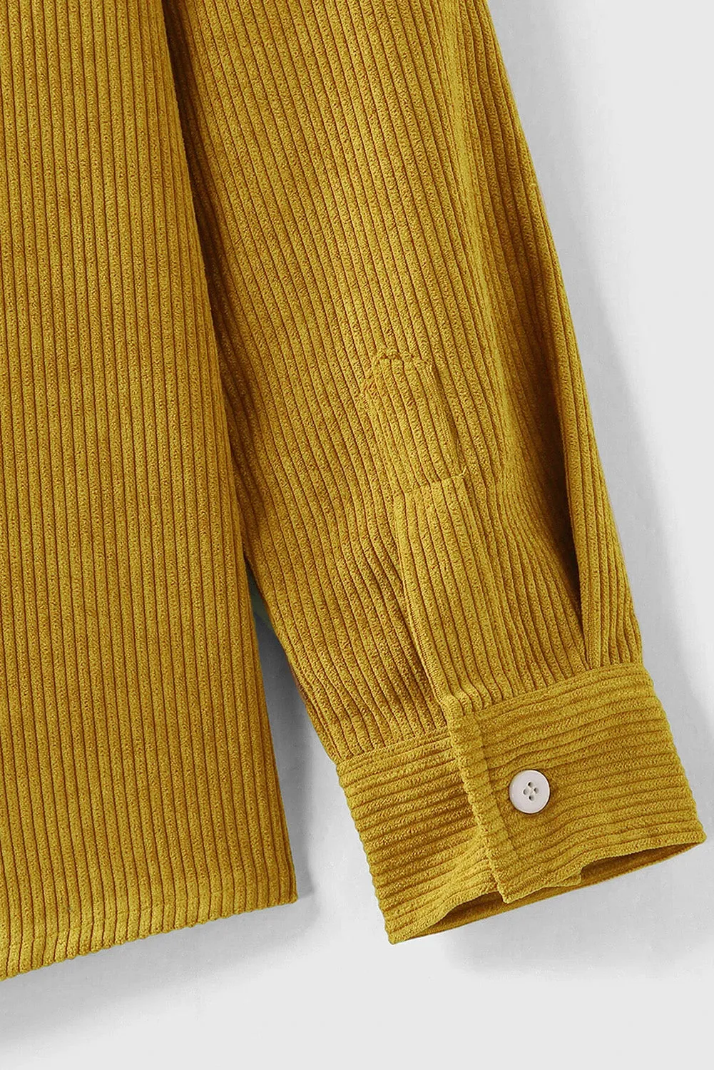 Yellow Men Corduroy Flap Pocket Button Front Shirt