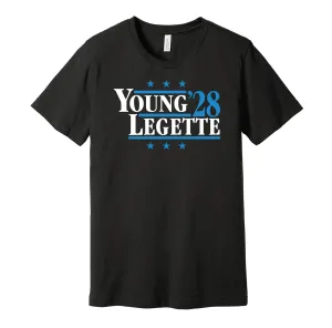 Young & Legette '28 - Carolina Football Legends Political Campaign Parody T-Shirt - Hyper Than Hype Shirts