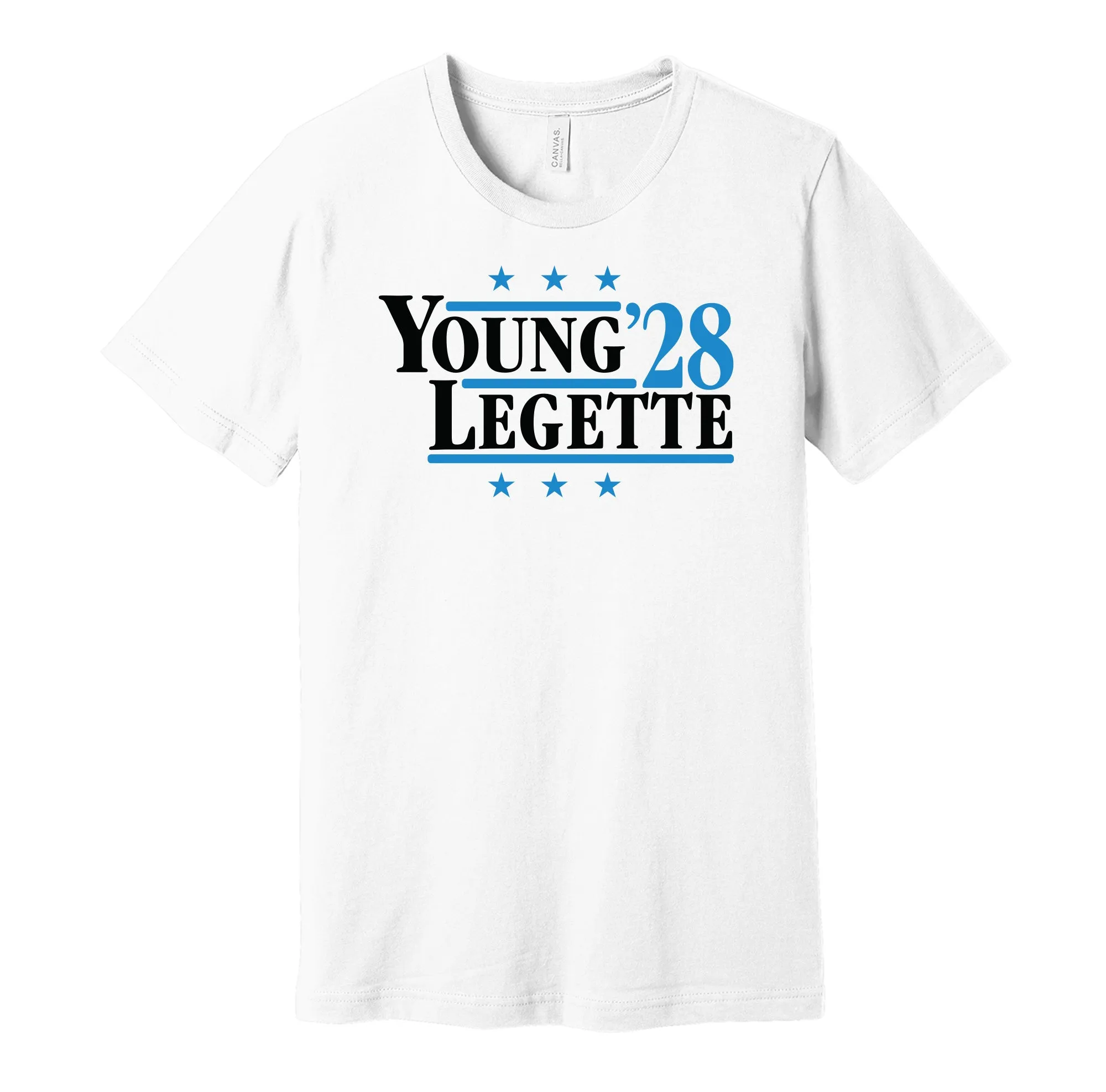 Young & Legette '28 - Carolina Football Legends Political Campaign Parody T-Shirt - Hyper Than Hype Shirts